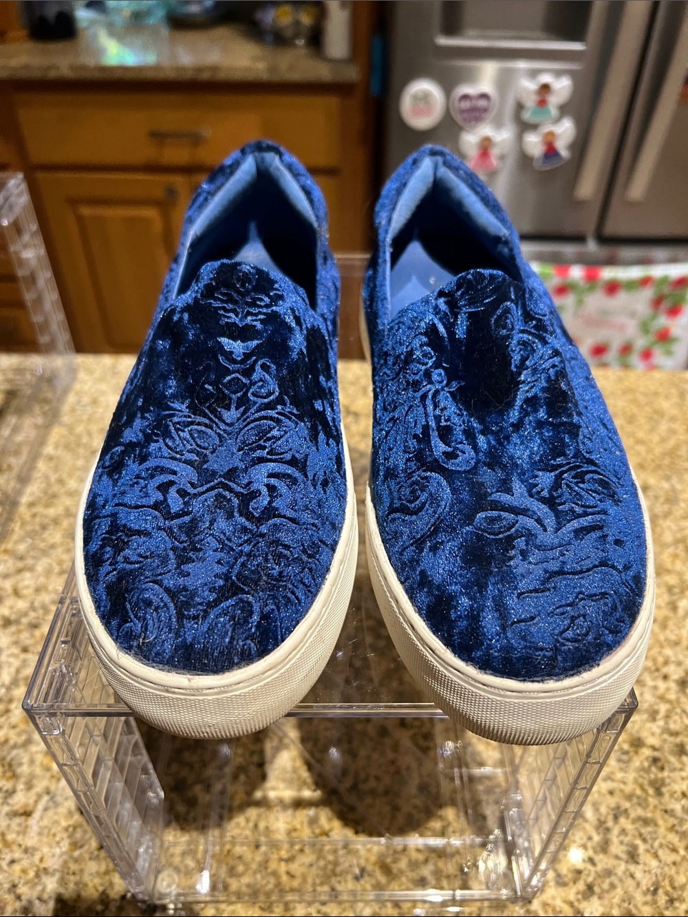 NYC Women's Blue Velvet Slip-On Clogs